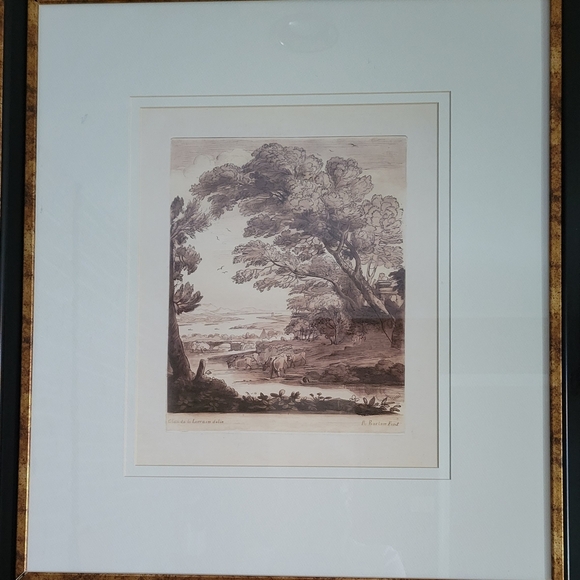 Framed Landscape Art Print in Brown and Gold - Picture 2 of 7